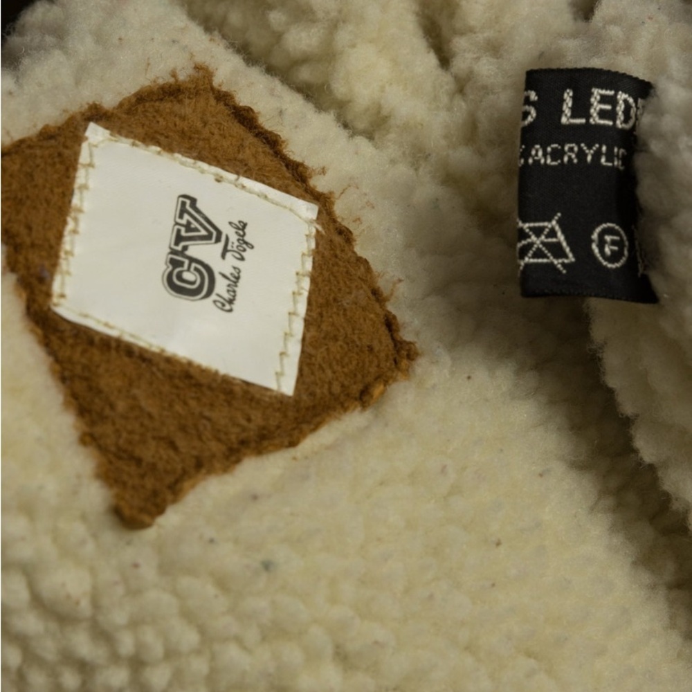 Vintage Shearling beige tan camel Leather Jacket - Picture 7 of 7